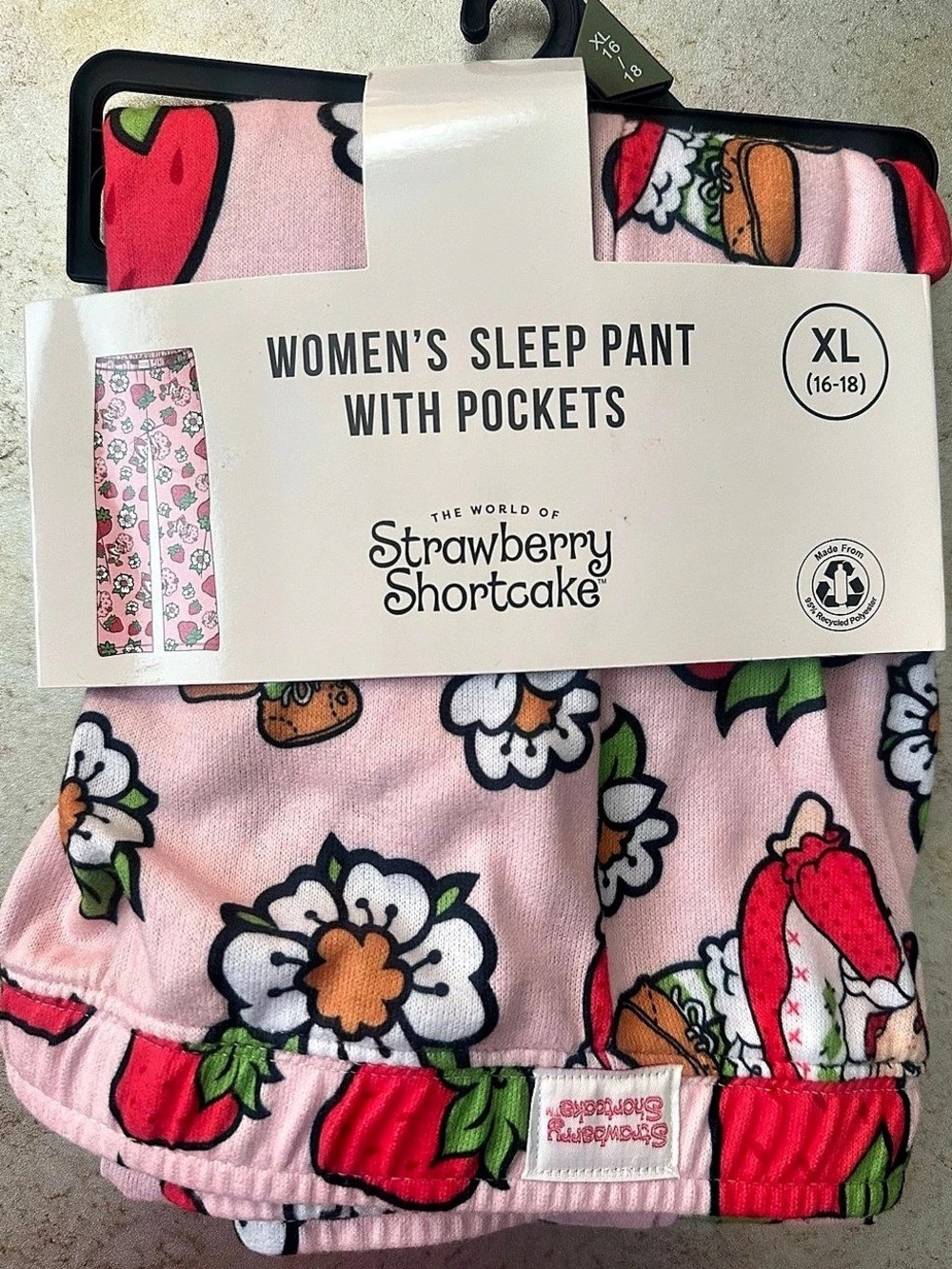 Strawberry Shortcake Women's Sleep Pant With Pockets Pants Floral Pink & Red XL